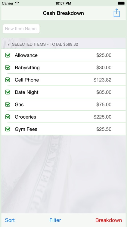 Cash Breakdown
