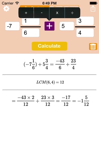 Fraction calculator for arithmetic operations: addition, subtraction, multiplication, and division screenshot 3