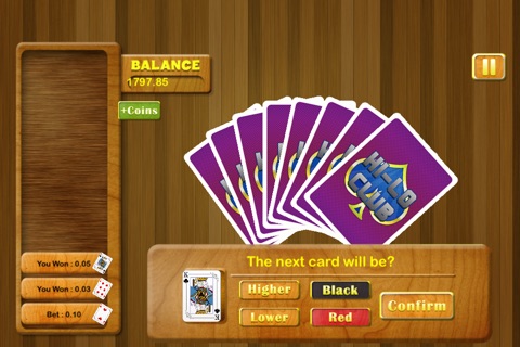 Hi-Lo Casino Card Club Jackpot - New casino gambling card game screenshot 2