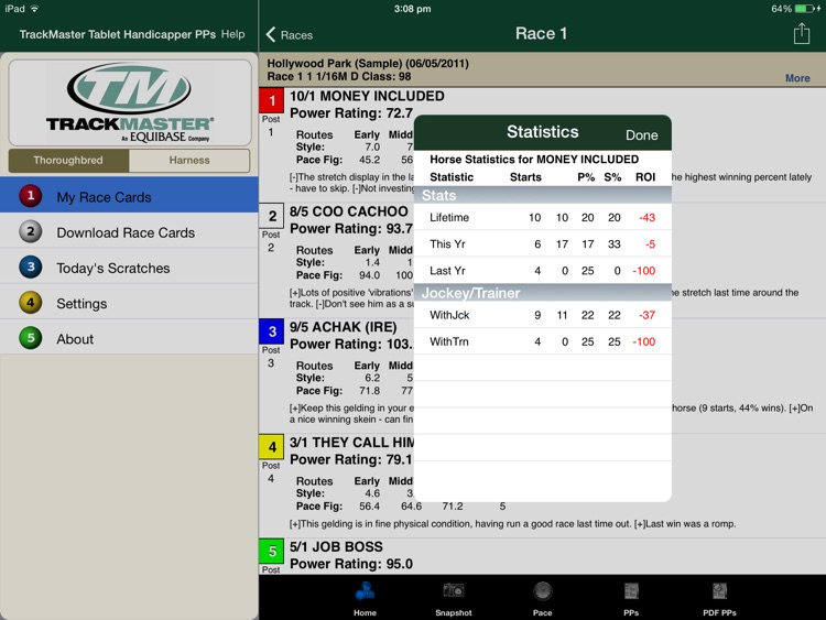 TrackMaster Tablet Handicapper PPs