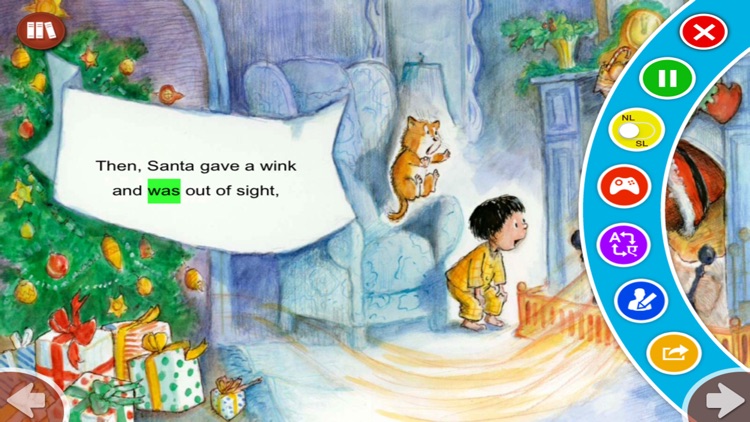 Down Through The Chimney - Read along interactive Christmas eBook in English for children with puzzles and learning games