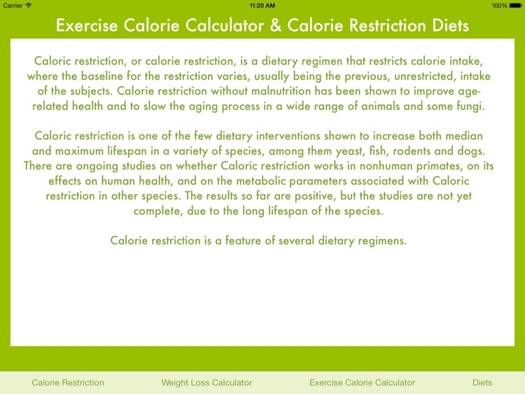 Exercise Calorie Calculator & Calorie Restriction Diets screenshot-4