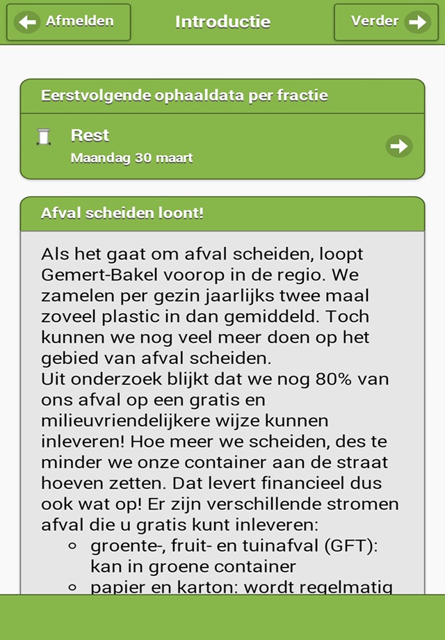 Afvalwegwijzer screenshot 2