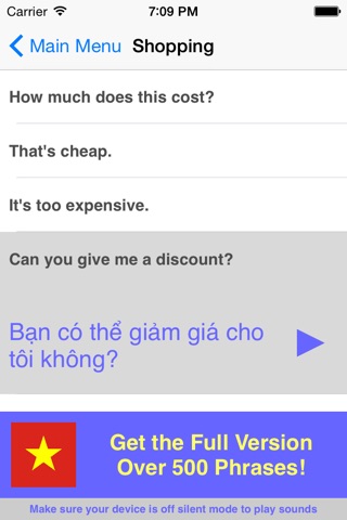 Speak Vietnamese Phrases Lite screenshot 2