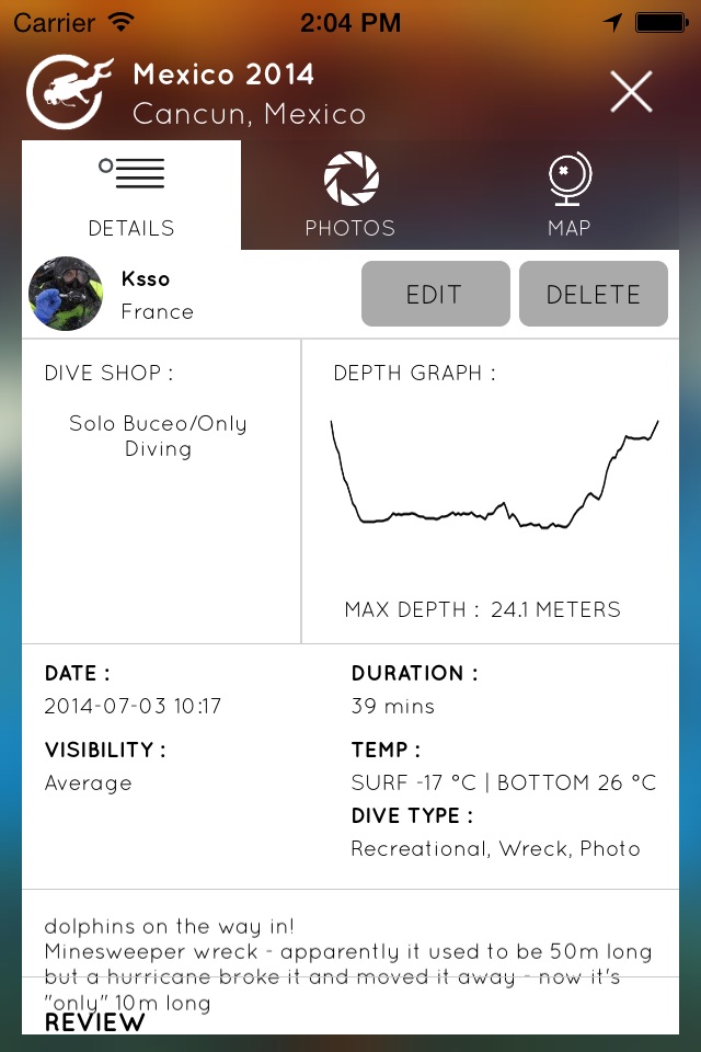 Diveboard screenshot 2