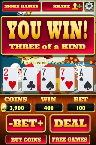 Fun Christmas Video Poker - Play Jacks or Better & Las Vegas Casino Style Game for Free ! screenshot 3