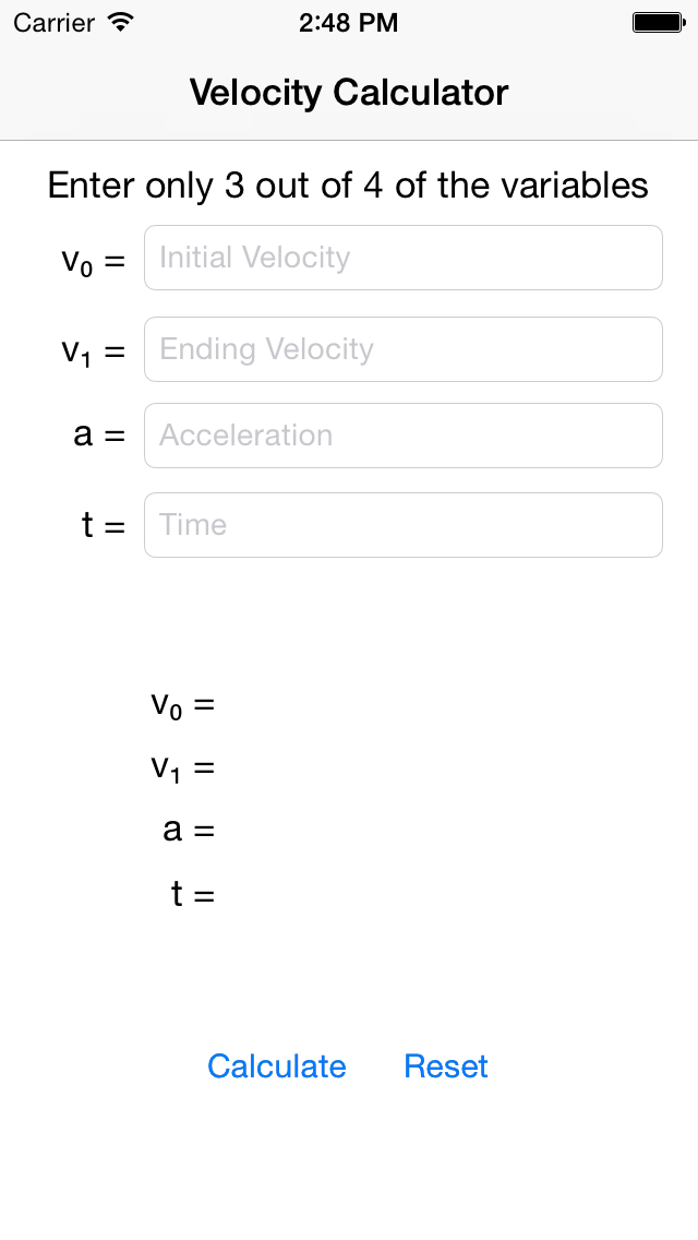 Velocity Calculator