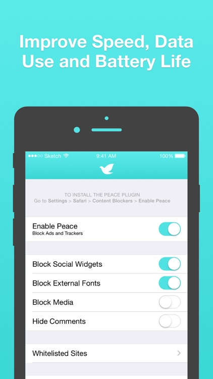 Peace: Block Ad's, Trackers, Browse Faster.