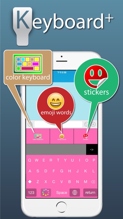 Keyboard+ iOS8 -Color Stickers Keyboards, Emoji Words Maker