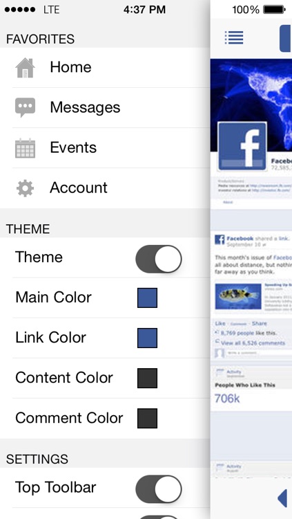 Desktop Browser for the Social Network