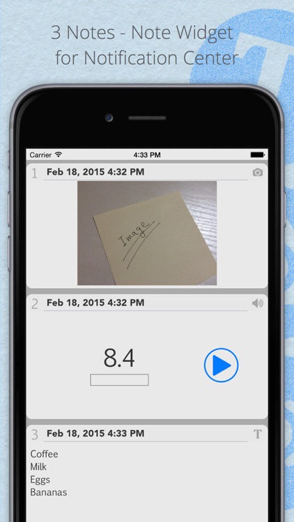 3 Notes - Note Widget for Notification Center