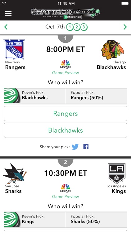 NHL Hat Trick Challenge