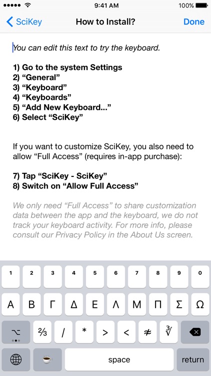 SciKey - Scientific Keyboard