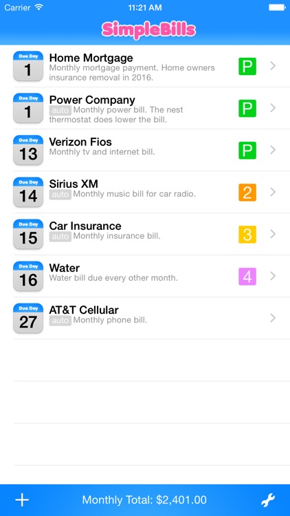 Simple Bill Tracking and Reminders