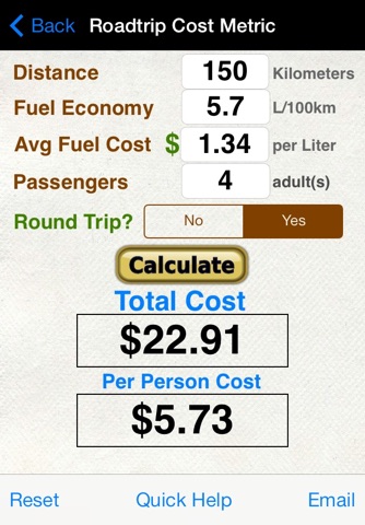 Roadtrip Gas Cost Calculator screenshot 2