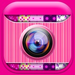 Cute Pink Photo Collage Maker Adorable photo editor for girls with lots of photo frames background color themes and photo filters