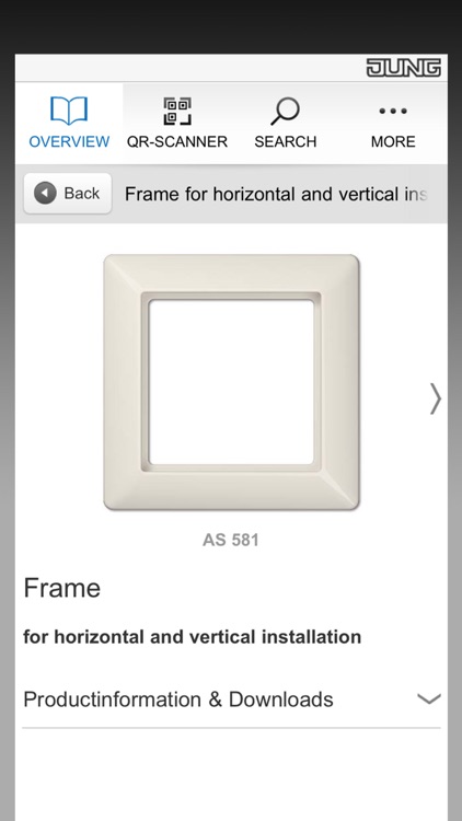 JUNG Catalogue App including QR Code Scanner