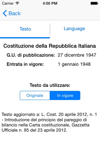 Costituzione della Repubblica Italiana screenshot 4