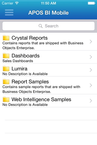 APOS BI Mobile for SAP BusinessObjects screenshot 2