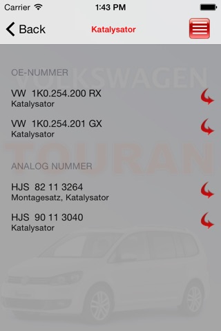 Autoparts VW Touran screenshot 3