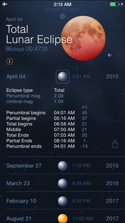 Solar and Lunar Eclipses - Full and Partial Eclipse Calendar screenshot-0
