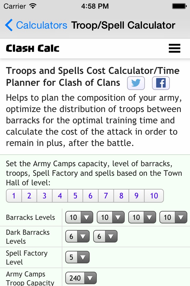 Calculators for Clash Of Clans - Video Guide, Strategies, Tactics and Tricks with Calculators screenshot 3