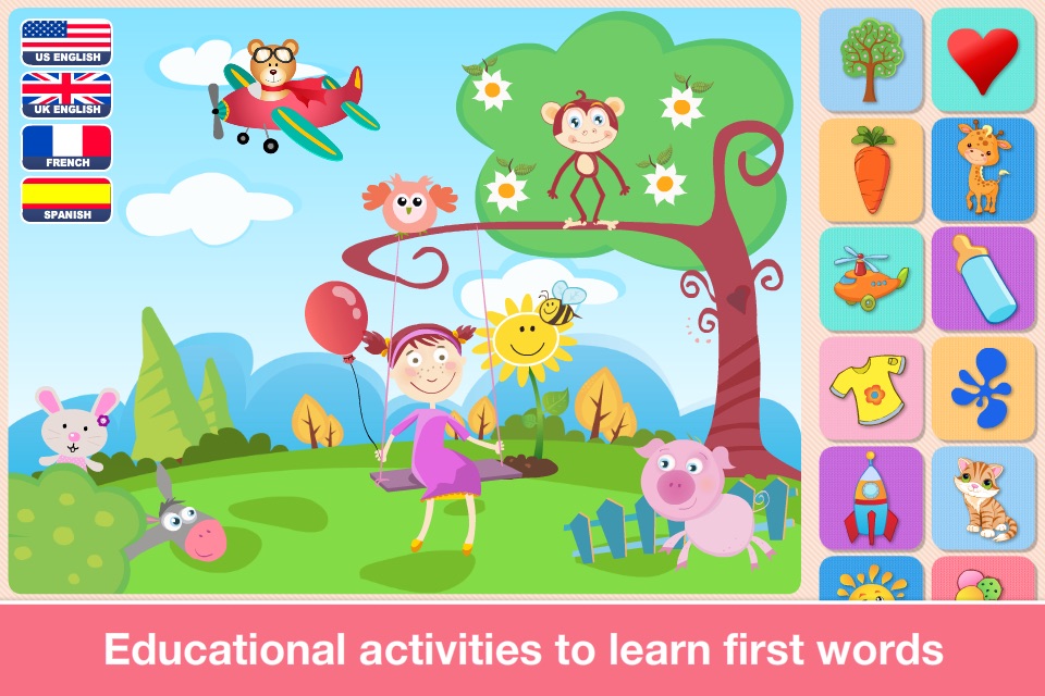 Baby First Words. Matching Educational Puzzle Games for Toddlers and Preschool Kids by Abby Monkey® Learning Clubhouse screenshot 2