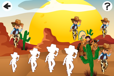 Cowboys & Indian-s Kids-Games: Colour-ing Book & Shadow Baby Puzzle for Children age 2 to 5 screenshot 3