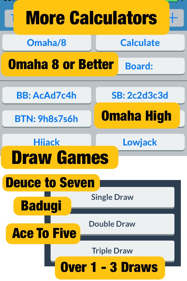 Galts Motor: Poker Calculator for Holdem, Omaha, Deuce to Seven, Badugi & Ace to Five Games screenshot 2