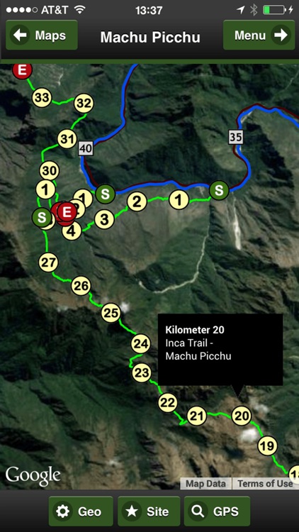 Machu Picchu trail map offline