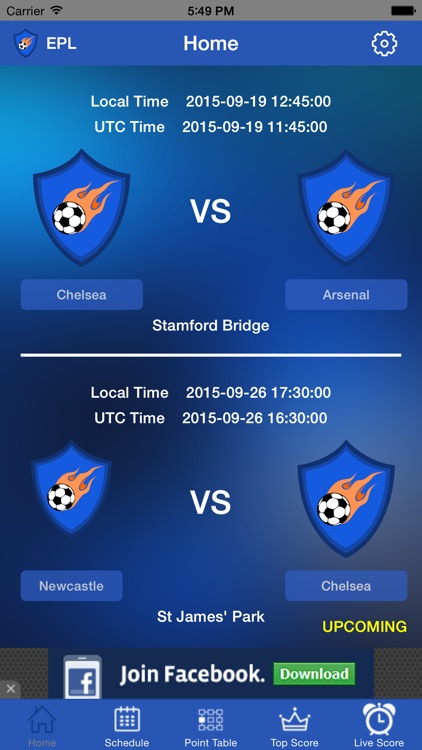 Great Live Score App - "Premier League 2015-16 version"