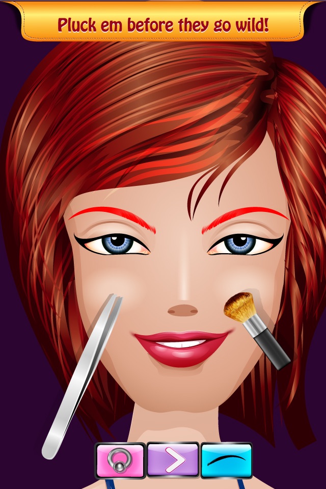 Hairy Eyebrow Plucking Salon Game - Beautiful brows for trendy princess pou girls FREE screenshot 3