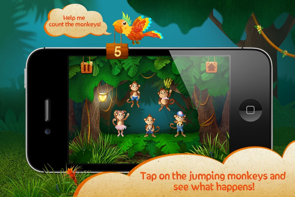 Five little monkeys jumping on the bed for toddler Free screenshot 2