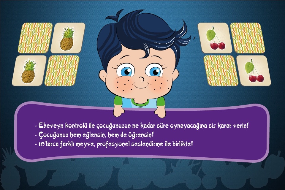 Minik Bilge Hafıza Oyunu - Meyveler - Okul Öncesi Çocuklar İçin Ücretsiz Eğitici Uygulama screenshot 2