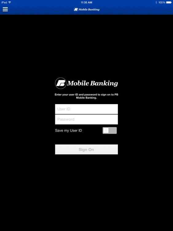 PB Mobile Banking for iPad