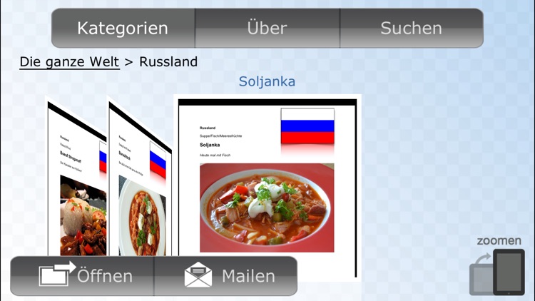 The best known and most popular dishes from around the world in German language
