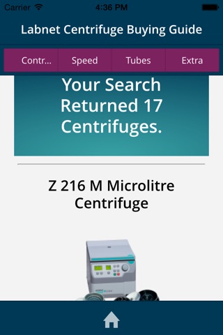 Centrifuge Selection Guide screenshot 2