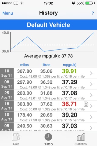 MPG Calc screenshot 2