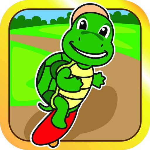 Turtle and Rabbit Run a Race -  Turtle Nitro Skateboard Racing Icon