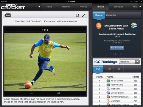 NDTV Cricket for iPad screenshot 3