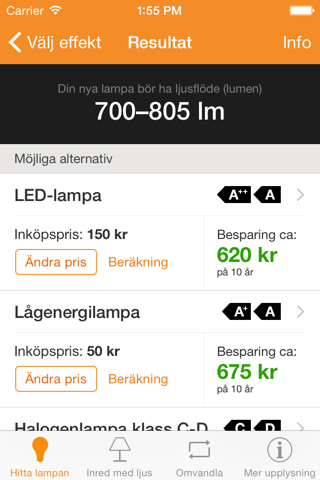 Lampguiden screenshot 2