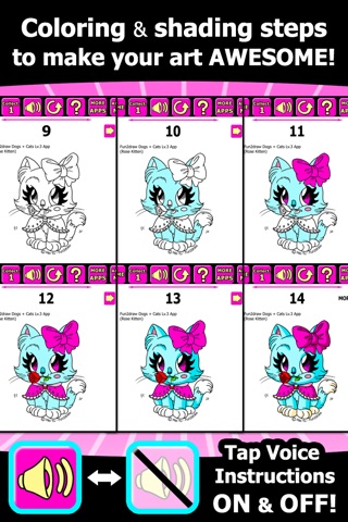 Draw and Color Cats Dogs - How to Draw cute dogs cats - Cartoon Kitty Puppy Fun Pets - Fun2draw™ Dogs and Cats Lv3 screenshot 3