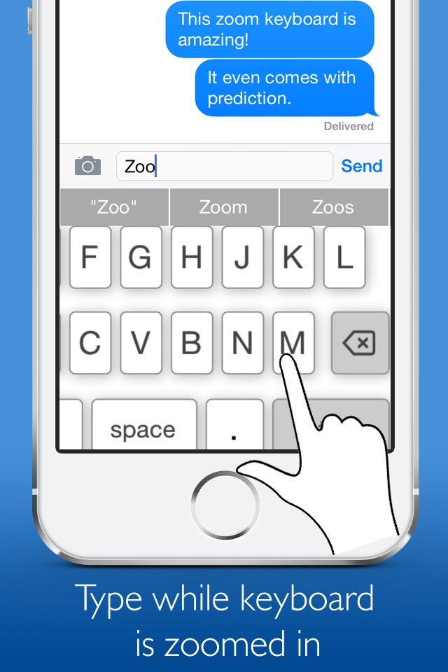 Zoom Keyboard – with Prediction: Custom Keyboard for iOS8 screenshot 2