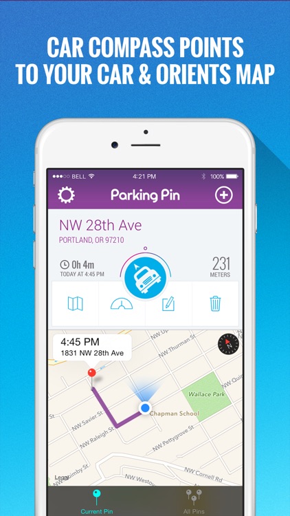 Parking Pin™ - Automatic GPS Parking Spot Tracker with Map & Meter