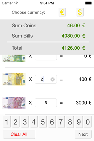 Money Counter (EUR, USD) screenshot 2