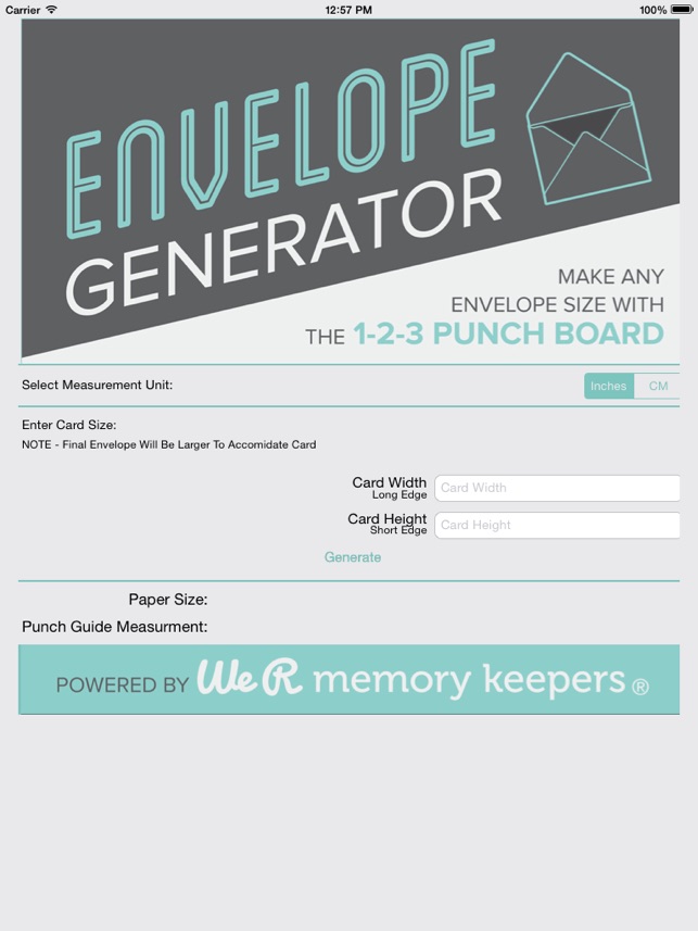 We R Memory Keepers Envelope Punch Board Measurement Chart