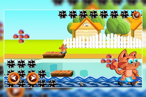 Little Cat Fur Thief : Boo’s Skate Race Fun Food Ride - Free screenshot 4