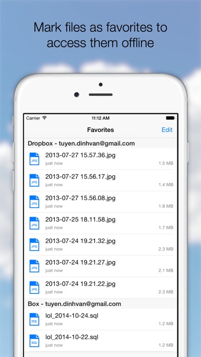 AirFile Pro - Cloud Manager for Dropbox, OneDrive, Box, Bitcasa, Office 365, Amazon S3, FTP, WebDAV Screenshot 2