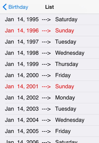 Birthdays - year by year screenshot 2