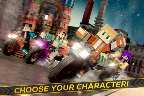 Crafting Rider | Free Motorcycle Racing Game vs Police Cars screenshot 3